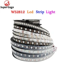 Dc5v ws2812b 5050 individualmente endereçável rgb led strip ws2812 pixels inteligentes levou luz 30/60/144leds/m à prova d' água ip30/ip65/ip67