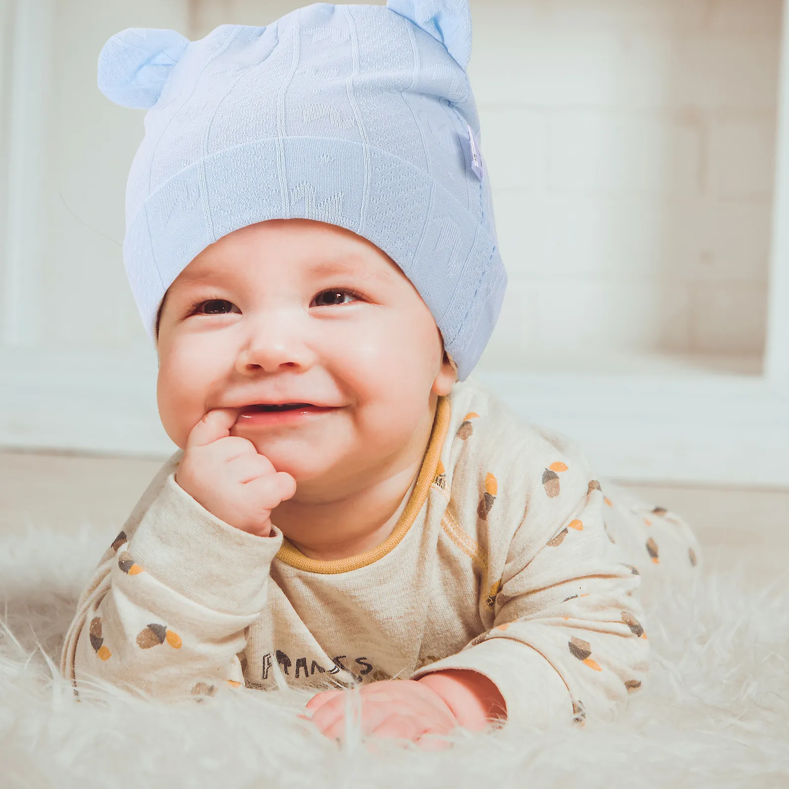 Baby Hats for Newborns & Infants – Soft Cotton Ear-Shaped Turbans, Warm Indoor Caps with High Elasticity