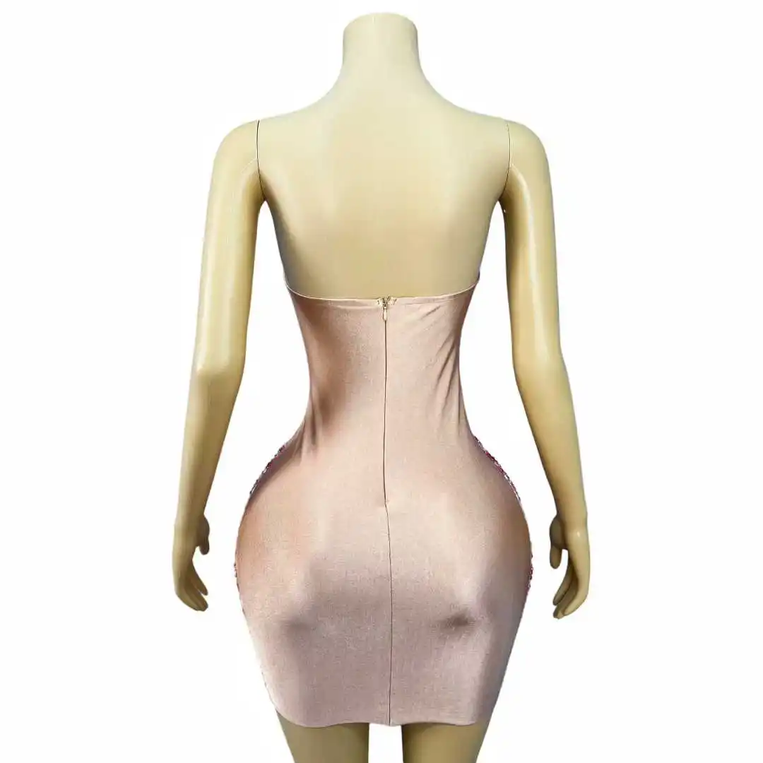 Vestido tubo Sexy con diamantes de imitación parpadeantes, vestido de cultivo para mujer, sesión de fotos de viaje diaria, noche de cumpleaños, alfombra roja, ropa de escenario