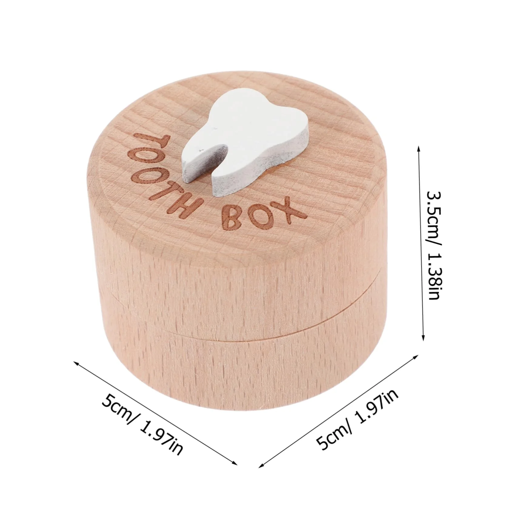 3D Original Wood Carved Tooth Keepsake Box | Cute Tooth Storage Box, Minimalist Design, Made of Natural Beech Material