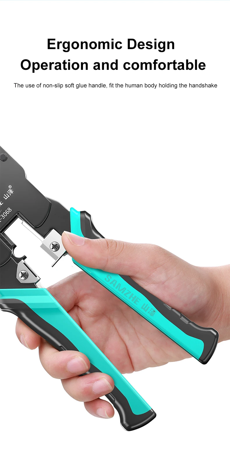 SAMZHE Crimpzange Wire Tracker RJ11/12/45 Kabelcrimper Abisolieren für die Herstellung von 6P/8P Ethernet und Telefonkabeln – Detail 8