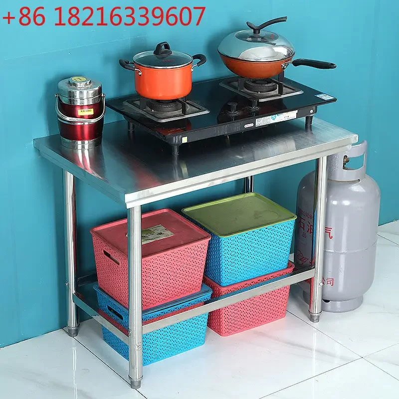 Kitchen square single-layer console stove rack cooking table restaurant first floor table multi-functional stainless steel