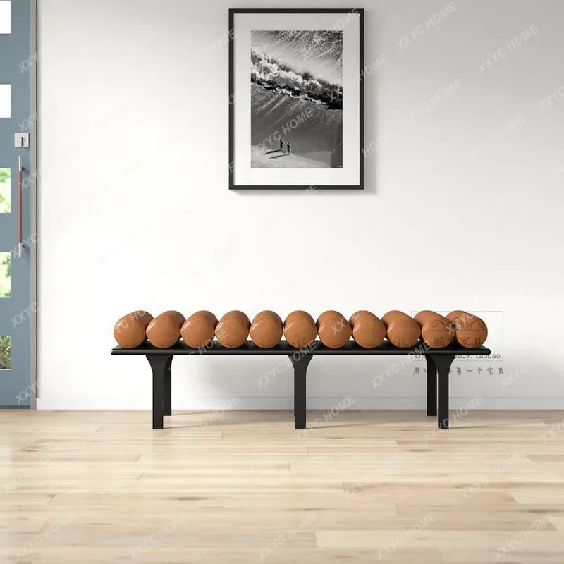 Vintage Genuine Leather Solid Wood Bedside New Chinese Style Cloakroom Entrance Shoe Changing Stool Simple Living Room Sofa