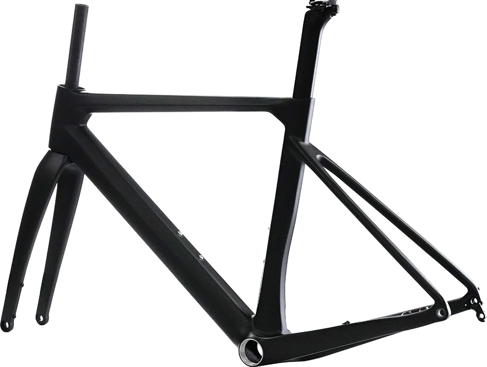 Vollständig verdeckte interne Verkabelung 700C Rennrad Matt UD Vollcarbon-Rahmen Steckachsen-Scheibenbremse Carbon-Fahrradrahmen Gabel Neueste