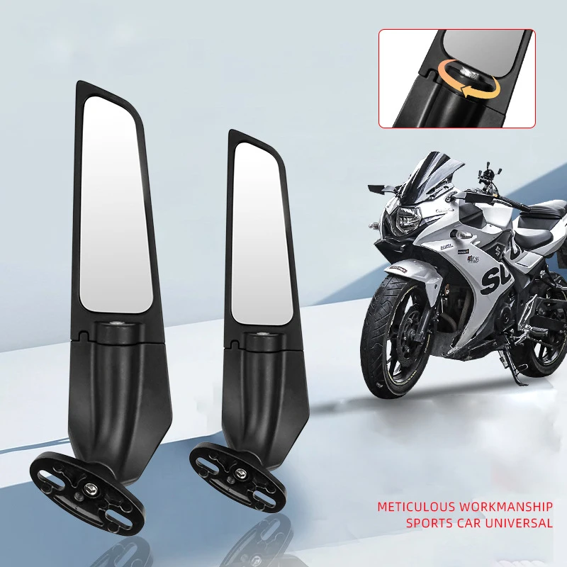 2PCS Modified Motorcycle Mirrors For Yamaha YZF R25 R3 R15 R6 R6s V2 V3 R1 Wind Wing Adjustable Rotating Rearview Mirror Side