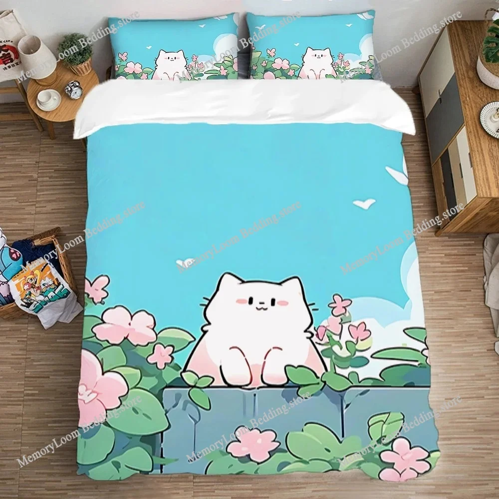 

Bedding Set Double Size Queen Bed Comforter Sets Pillowcase Quilt Cover Set Duvet Covers Cat Romance Art Fashion Linen Home