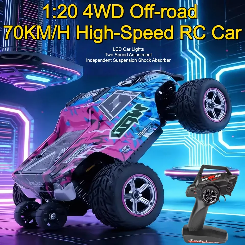 1:20 4WD 70KM/H High-Speed Off-road RC Car RC Drift Truck Racing Two Speed Adjustment With LED Lights Remote Control Car Toys