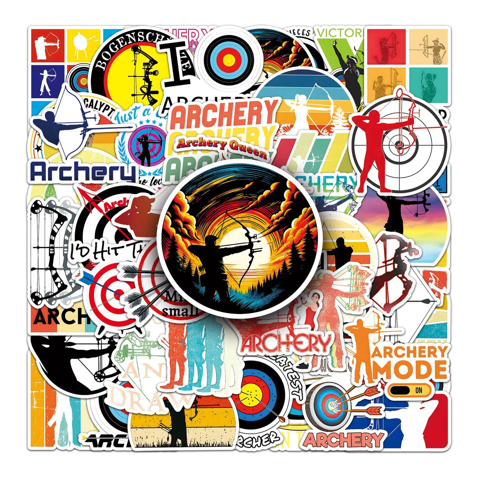 10/30/50PCS Archery Sports Graffiti Stickers Personalized Sports Competitive Decoration Stationery Water Cup Graffiti Decal