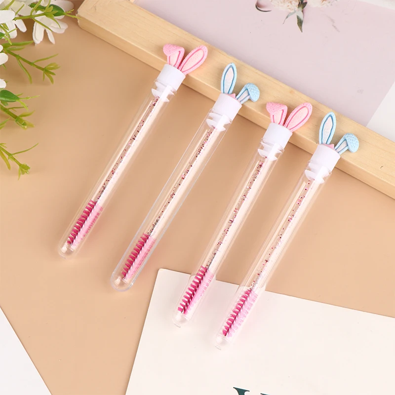 Rabbit Ear Crystal Rod Eyelash Brush Reusable Eyelash Brush Tube Disposable Eyelash Stick Eyebrow Brush Replaceable Dustproof