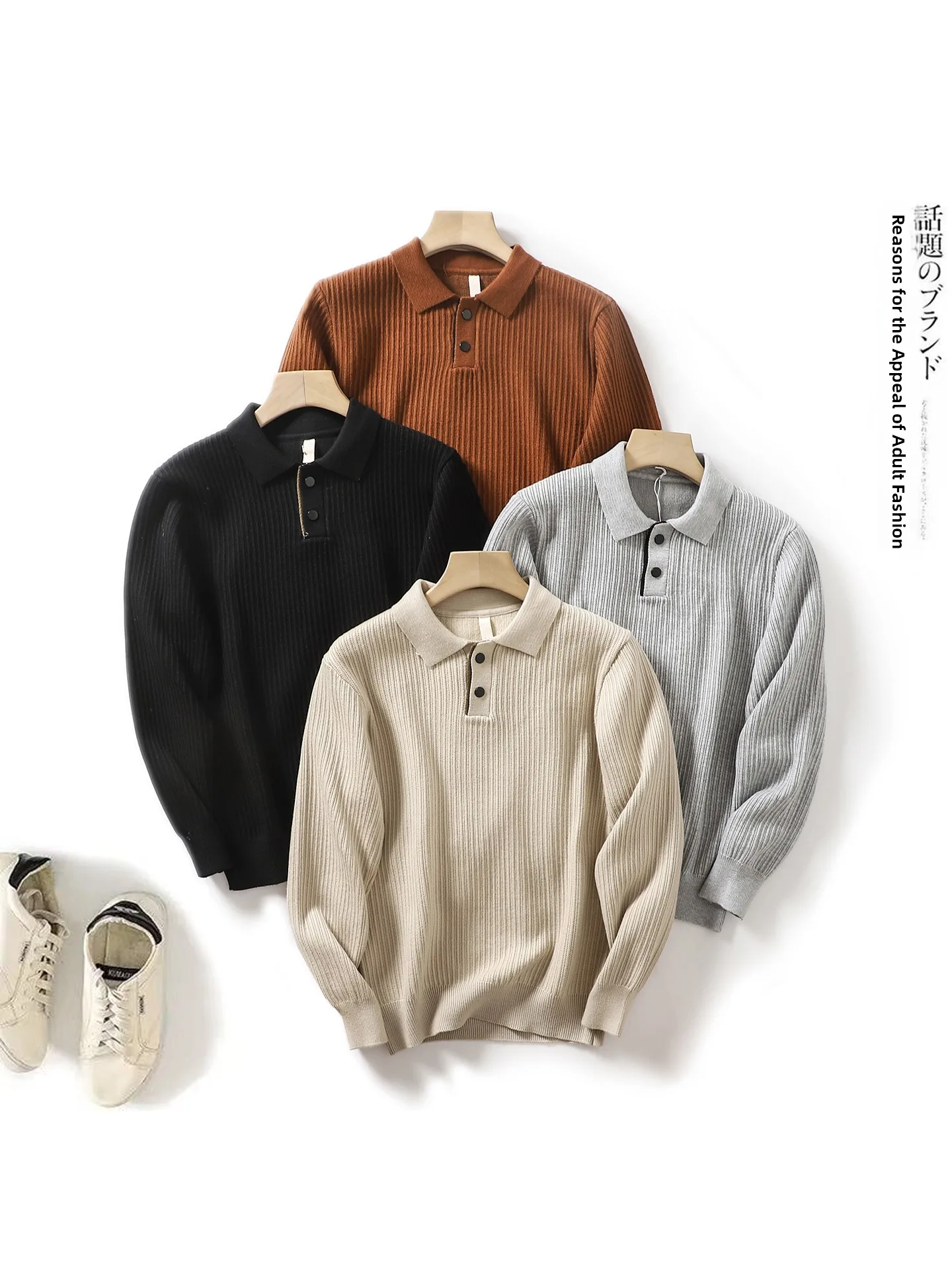 Italian Luxury Vintage Stripes Long Sleeve  Shirt Men's Casual Collar Pure Color Autumn Winter Versatile Breathable 