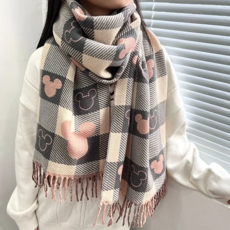 2024 Winter Double sided love plaid Scarf Women\'s Double-sided Shawl Imitation Cashmere Retro Foreign Style Fashion All-match