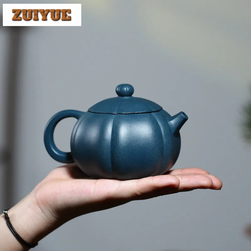 280ml Handmade Yixing Purple Clay Teapots Handmade Xishi Pot Raw Ore Azure Mud Kettle Chinese Zisha Tea Set Drinkware Collection