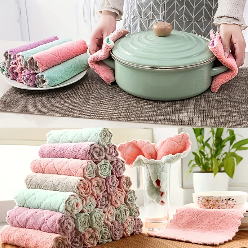 Paños para platos de doble cara: trapos de limpieza reutilizables para cocina, platos, encimeras, absorbentes y de secado rápido