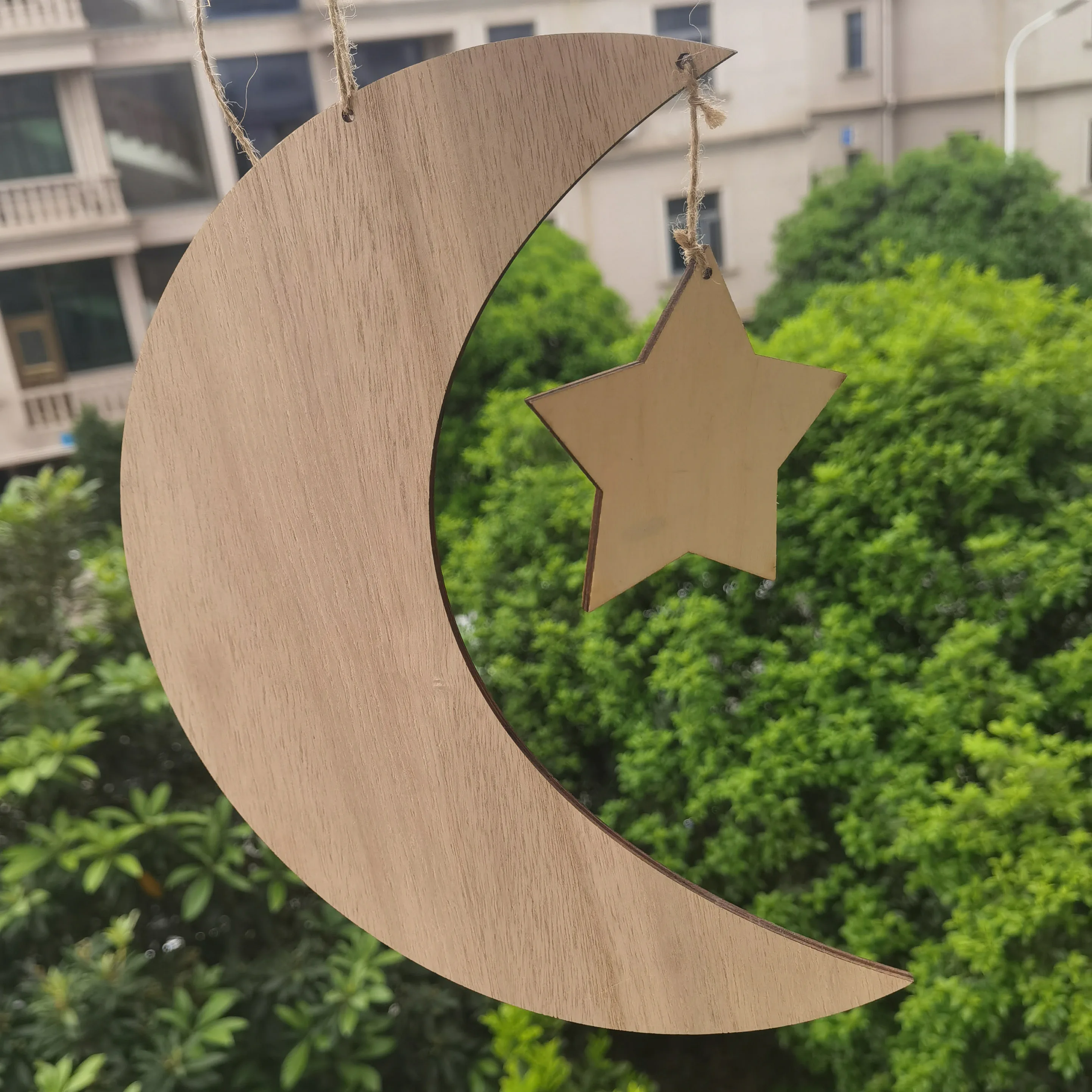 

30 см Этнический Стиль Деревянная Звезда Луна Подвеска Настенный Ислам Рамадан Домашний Декор Подвески Йога Медитация Амулет Украшение Комнаты