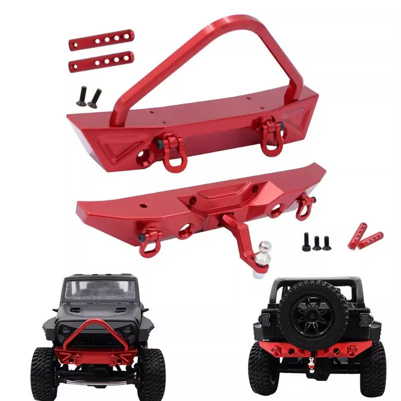 Aluminum Alloy Front and Rear Bumpers with Trailer Hook Winch Holes for 1/12 Remote-controlled Tracked Vehicle DIY Accessories