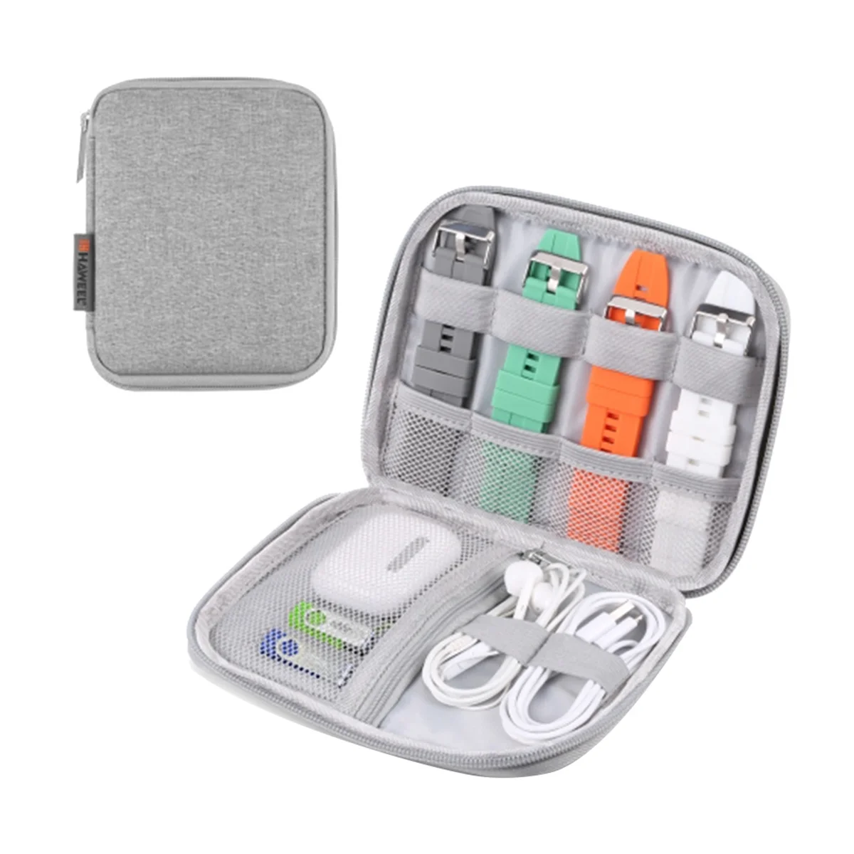Practical Charger Cable Storage Bag Watch Band Organizer Box Earphones/U Disk/ Digital Cable Storage Case Bag Gray
