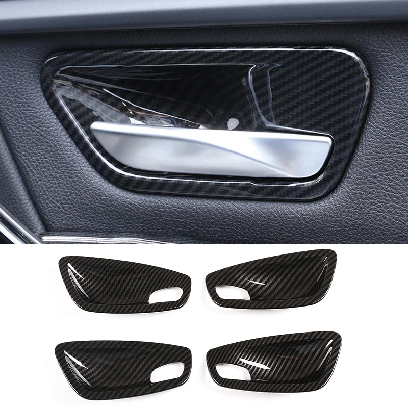 ABS Carbon Fiber Car Inner Door Handle Bowl Cover Trim For BMW 1 Series E81 E82 E87 E88 2007-2011 Auto Accessories