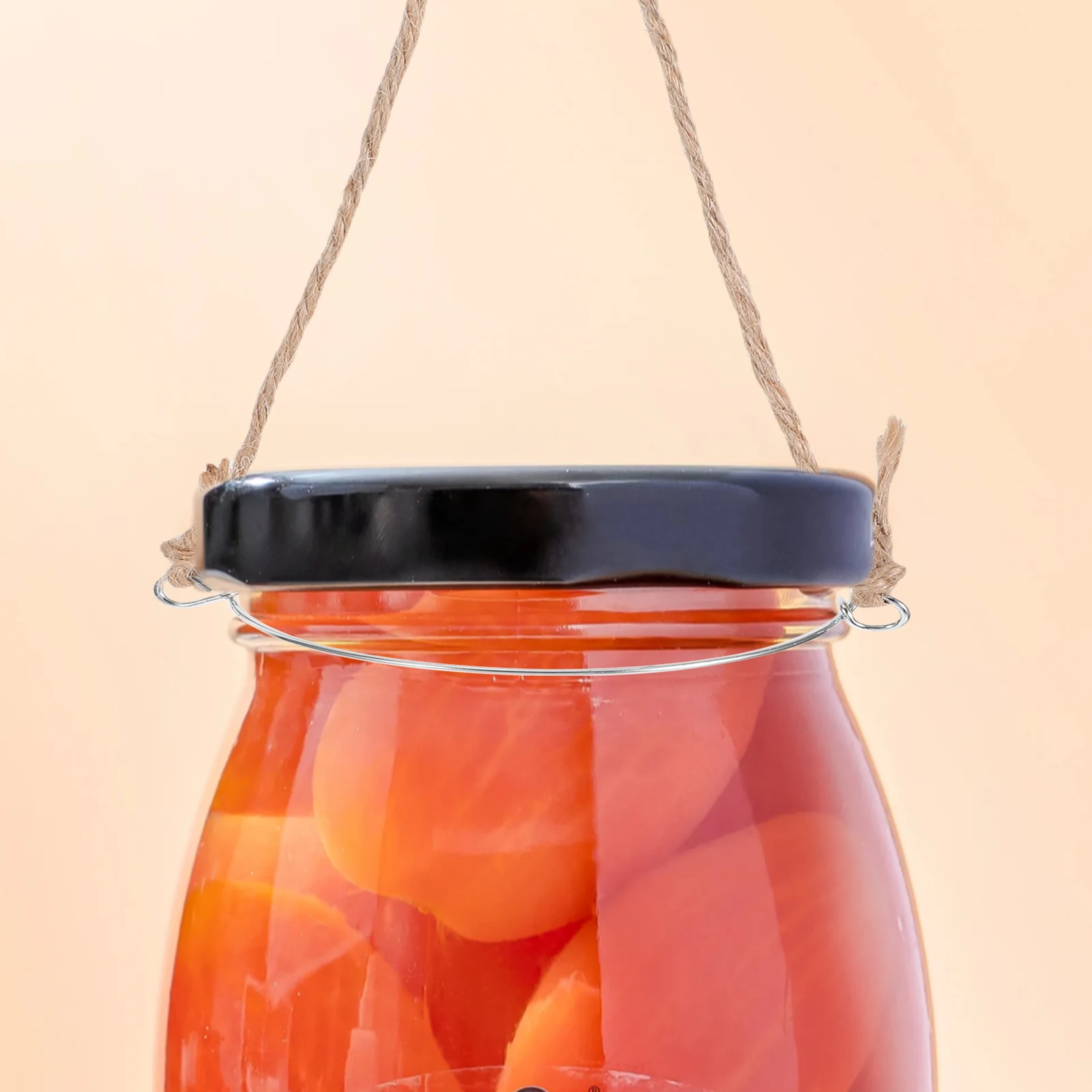 

6Pcs Mason Jar Handles Solar Burlap Wire Rope Hanglers Stainless Steel Wire Canning Jar Holders for Outdoor Indoor Decoration