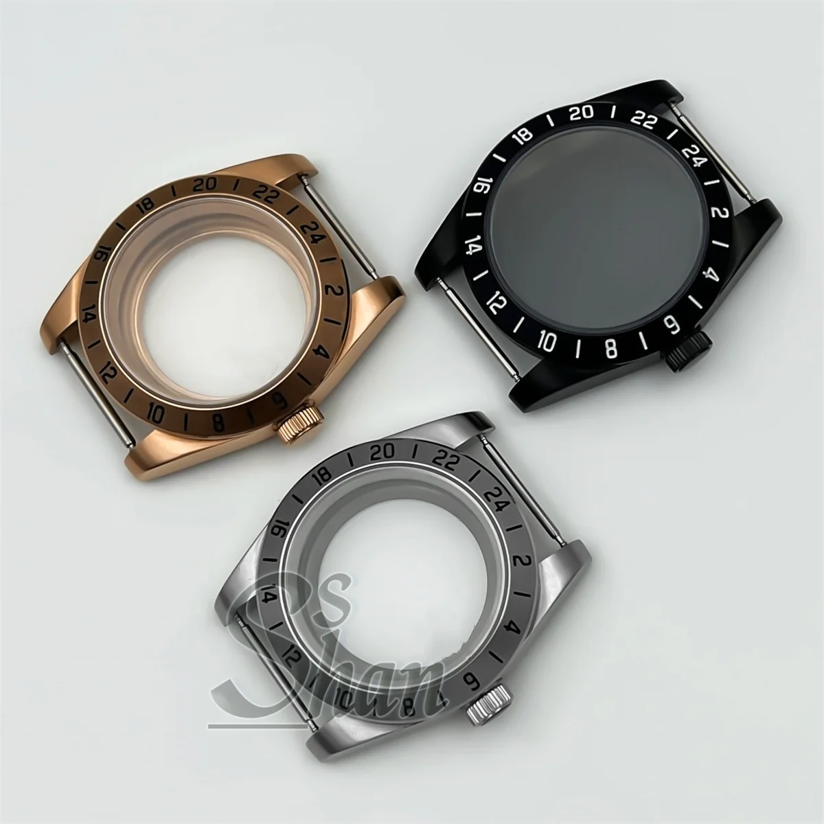 

39mm Gold silver black case 24 hour GMT steel bezel NH34 NH35 NH36 NH38 ETA2824 sports sapphire glass Explorer watch accessory