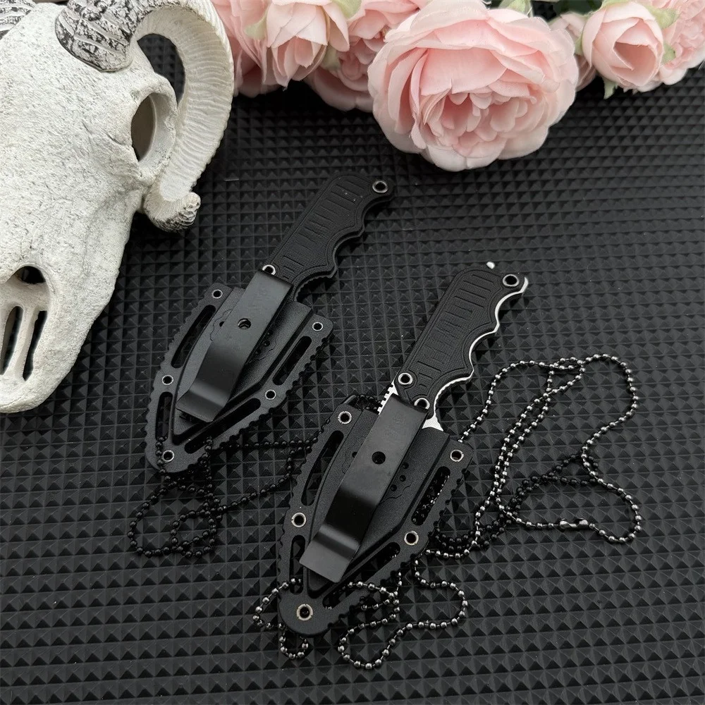 Daily Portable Camping Fishing All-in-one Neck Pendant Knife Outdoor Hiking Climbing Tool Steel Blade Made  5Cr15MoV G10 Handle