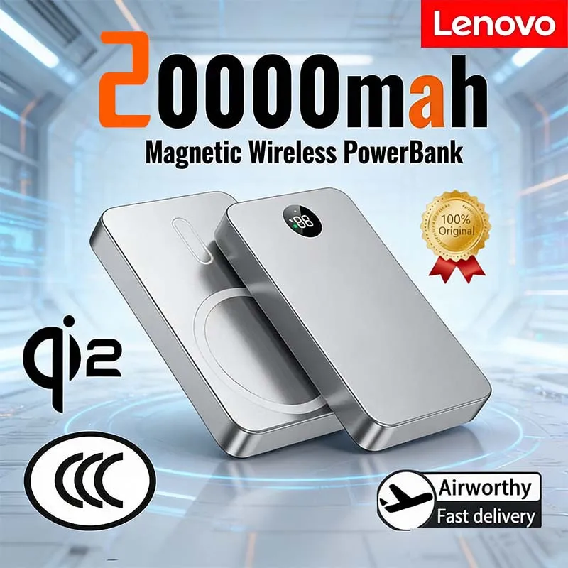 

Lenovo 20000mAh Portable Magnetic Wireless Power Bank PD22.5W Fast Charging External Battery For iPhone 17 Samsung Xiaomi