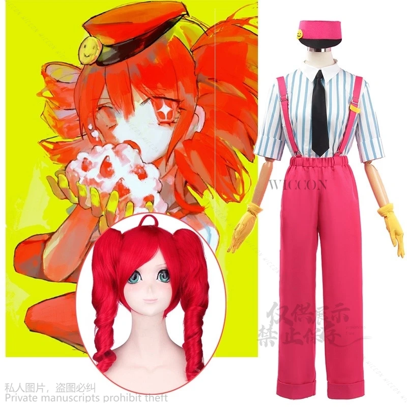 Anime Game Project Sekai Colorful Stage Cosplay Kasane Teto Vtuber Cos Maid Pants Uniform Set Halloween Party Hat Cos Red Wigs