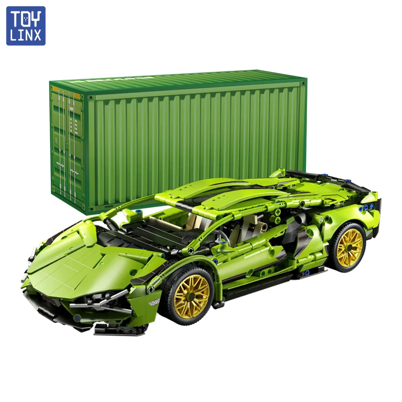Coche deportivo de carreras técnico, modelo de bloques de construcción de ciudad, vehículo de velocidad mecánica, supercoche, rompecabezas de ladrillos, juguetes, regalo para niños y adultos, 1280 Uds.