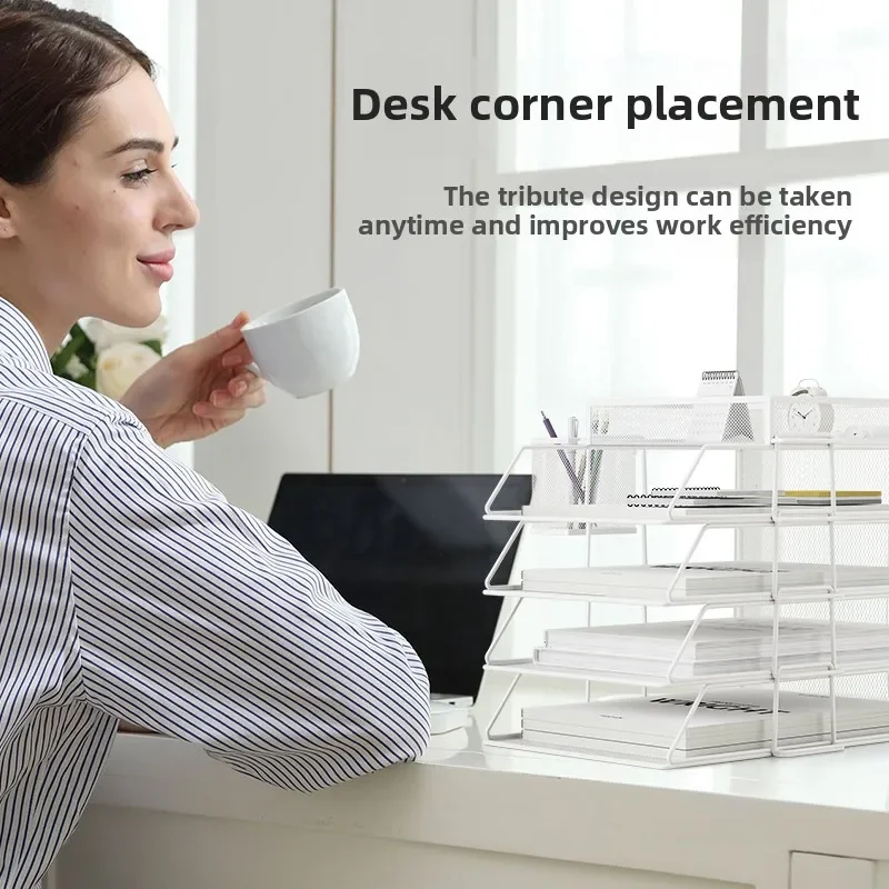 Office File Box Desktop A4 Document Organizer Stackable Laminated Papers Rack All-purpose Bathroom Storage Tray for Home