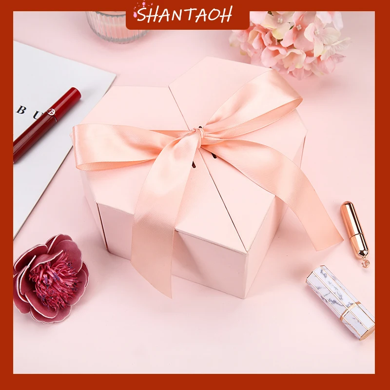 Creative Ins Wind Bow Packaging Box Kawaii Heart-shaped Gift Box Ribbon Gift Double Door Red Love Gift Box Gift Box For Guests