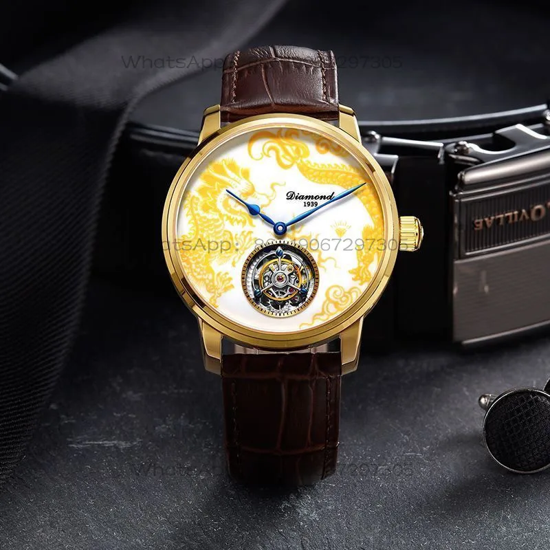 

Shanghai Diamond Brand Watch Men's Automatic Tourbillon High-end Luxury Waterproof Belt Men's Mechanical Watch Luxury Goods