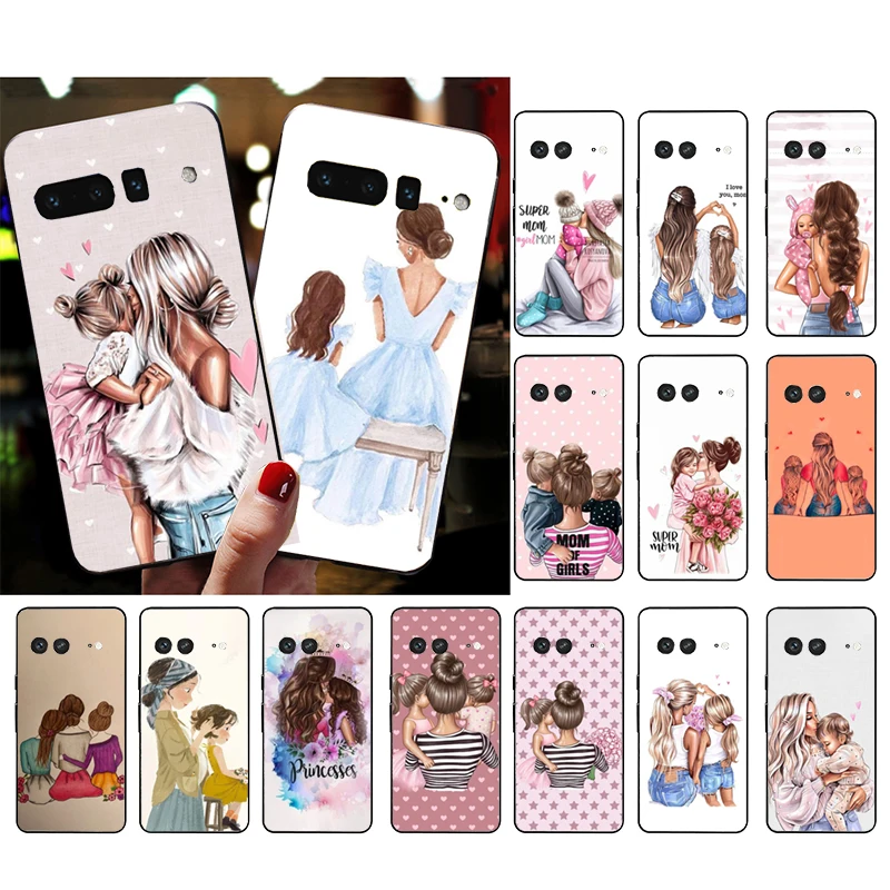 Super Mom Mother Daughter Phone Case For Google Pixel 9 Pro XL 9 8 7 Pro 8A 7A 7 6A 6 Pro Pixel 4 3 XL 5 6 4A Shell