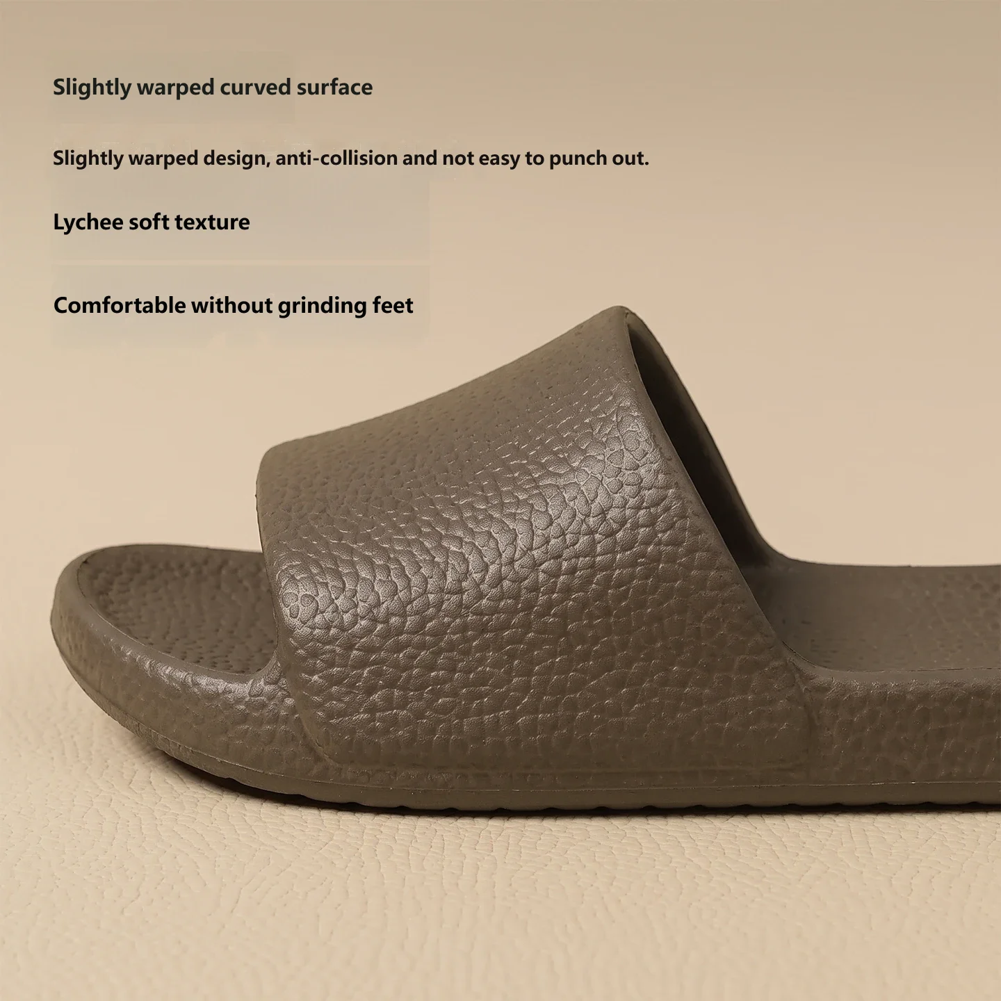 Men Lychee Texture Home Slippers Silent Non Slip Soft EVA Open Toe Indoor Bathroom Slides