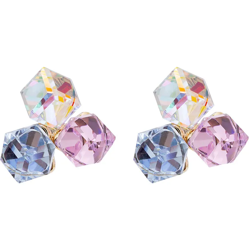 Delicate Crystal Geometric Box Stud Earrings for Women Elegant  Earrings