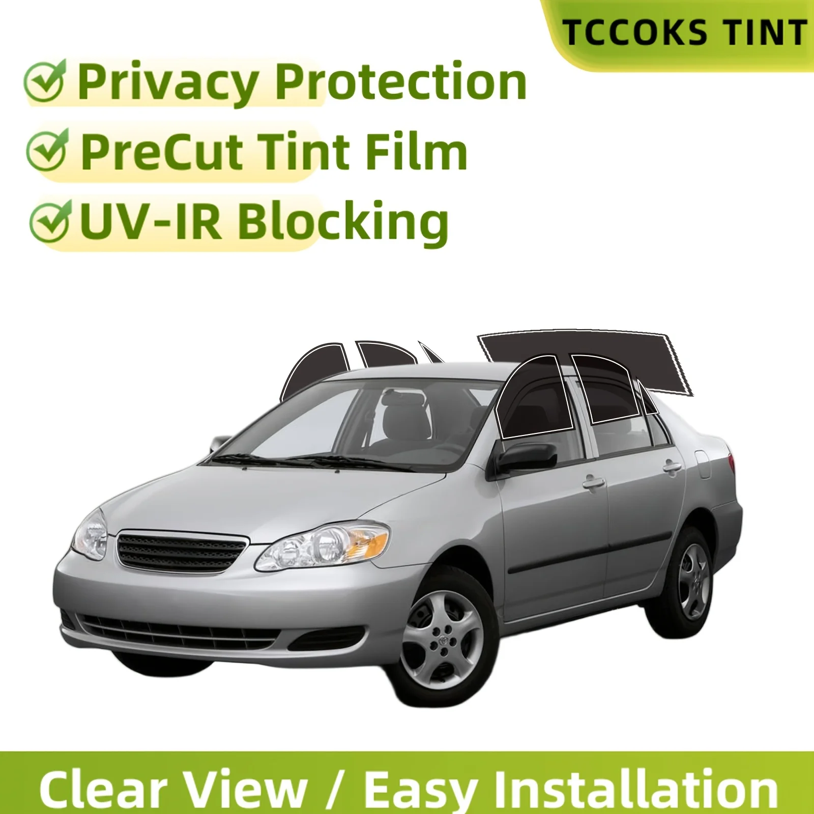 

PreCut Window Film for Toyota Corolla Sedan 2003-2008 All Side+Rear Window, UV-IR Blocking Two Ply Car Window Film Tint Enhances Privacy & Comfort, Easy Installation