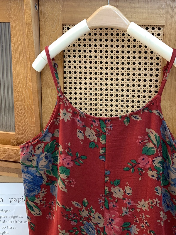 Gilet estivo da donna ampio Svel Retro etnico Sle Stampa floreale Cotone rotondo Ne Top di media lunghezza giapponese di fascia alta plus...