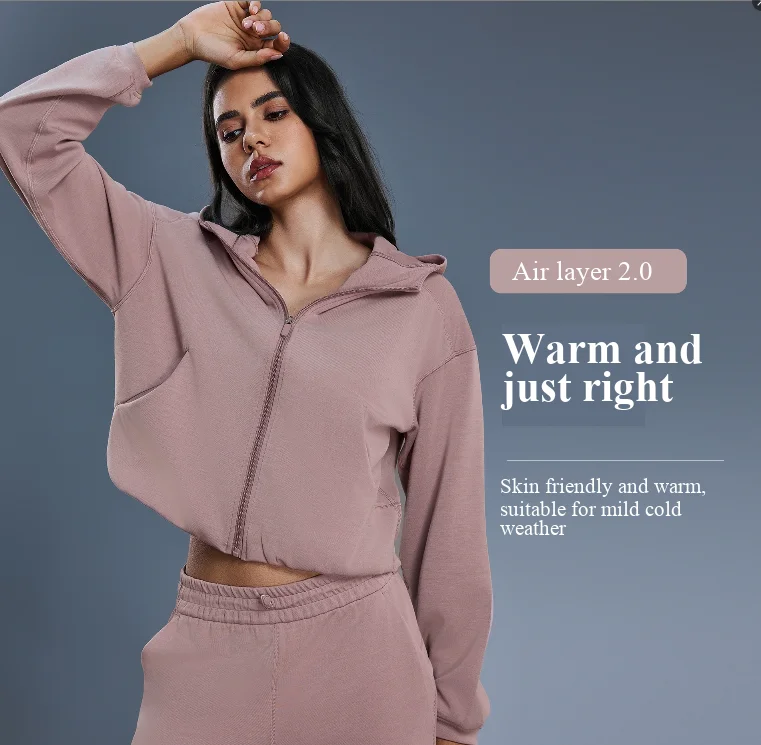 

Повседневный стильный свободный кардиган с капюшоном и двусторонними карманами, толстовка для йоги для женщин