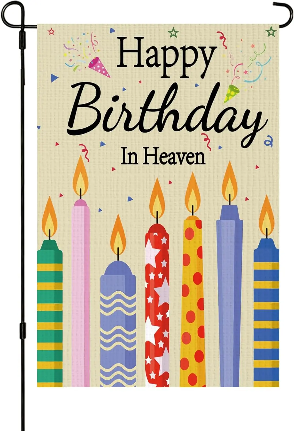 Happy Birthday in Heaven Garden Flag 12 x 18 Inch Funeral Memorial Flags for Sympathy, Double Sided Burlap Yard Decorations, WZZ