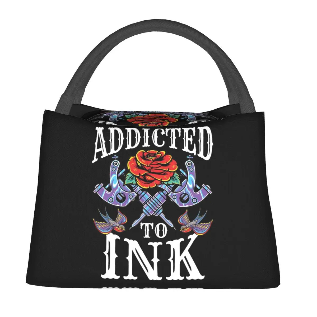 Addicted To Ink Tattoo Artist Lunch Bags Thermal Cooler Portable Inked Tattooed Tattooist Tattooer Canvas Tote Bento Bag