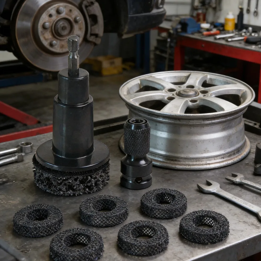 

Набор для удаления ржавчины с колесных дисков: щетка для дисков, шлифовальный инструмент, очиститель тормозных дисков, полировальный инструмент