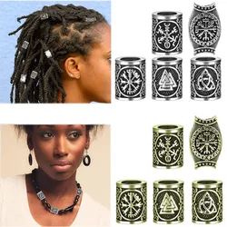 5pcs Viking Rune Dreadlock Beads Spacer Beads Fit Beards or Hair Rune Vintage DIY Braider Accessories Large Holes Bead Wholesale