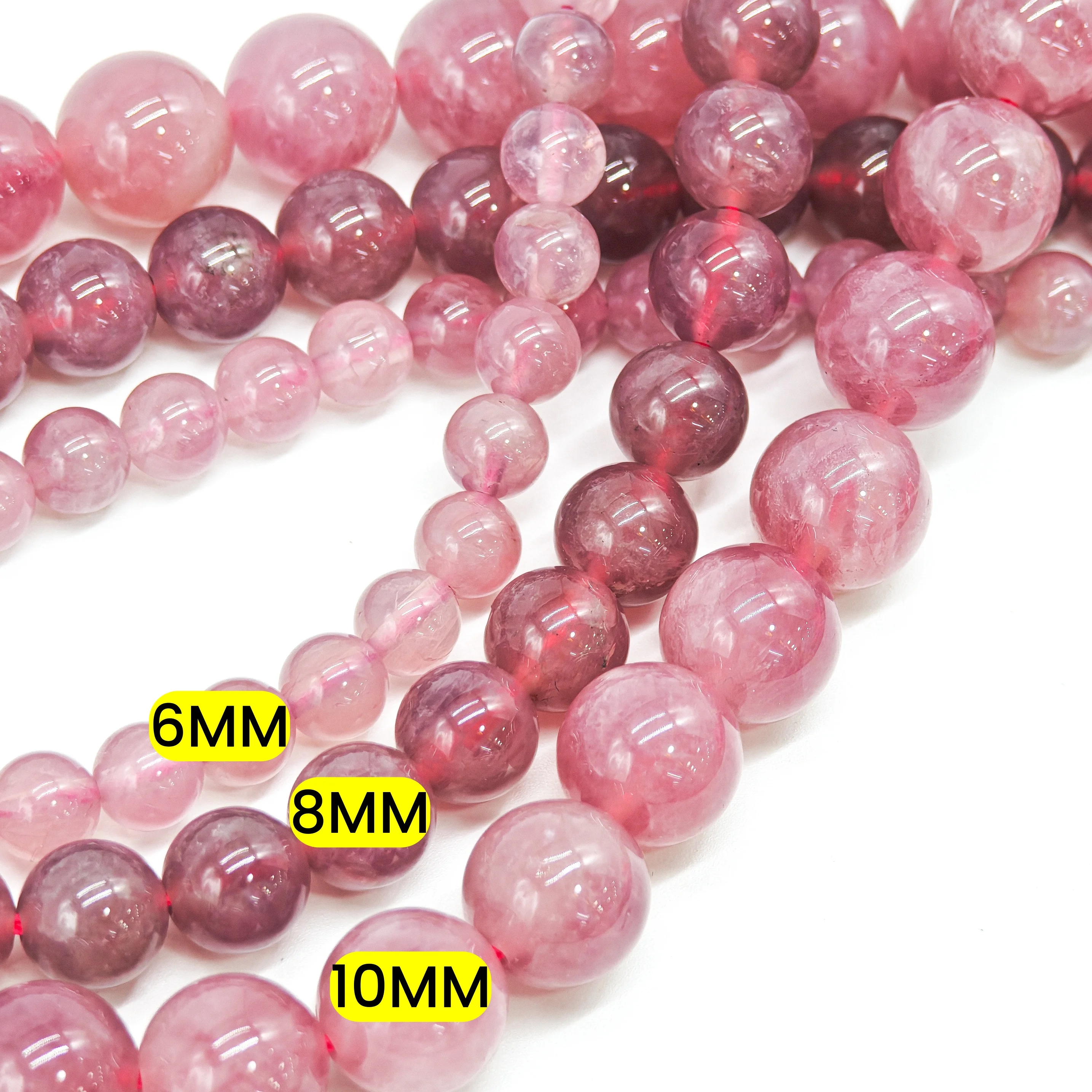 Trending Premium Natural Madagascar Rose Quartz Beads, 6-10mm Round Pink Loose Crystal Beads for DIY Jewelry Making.