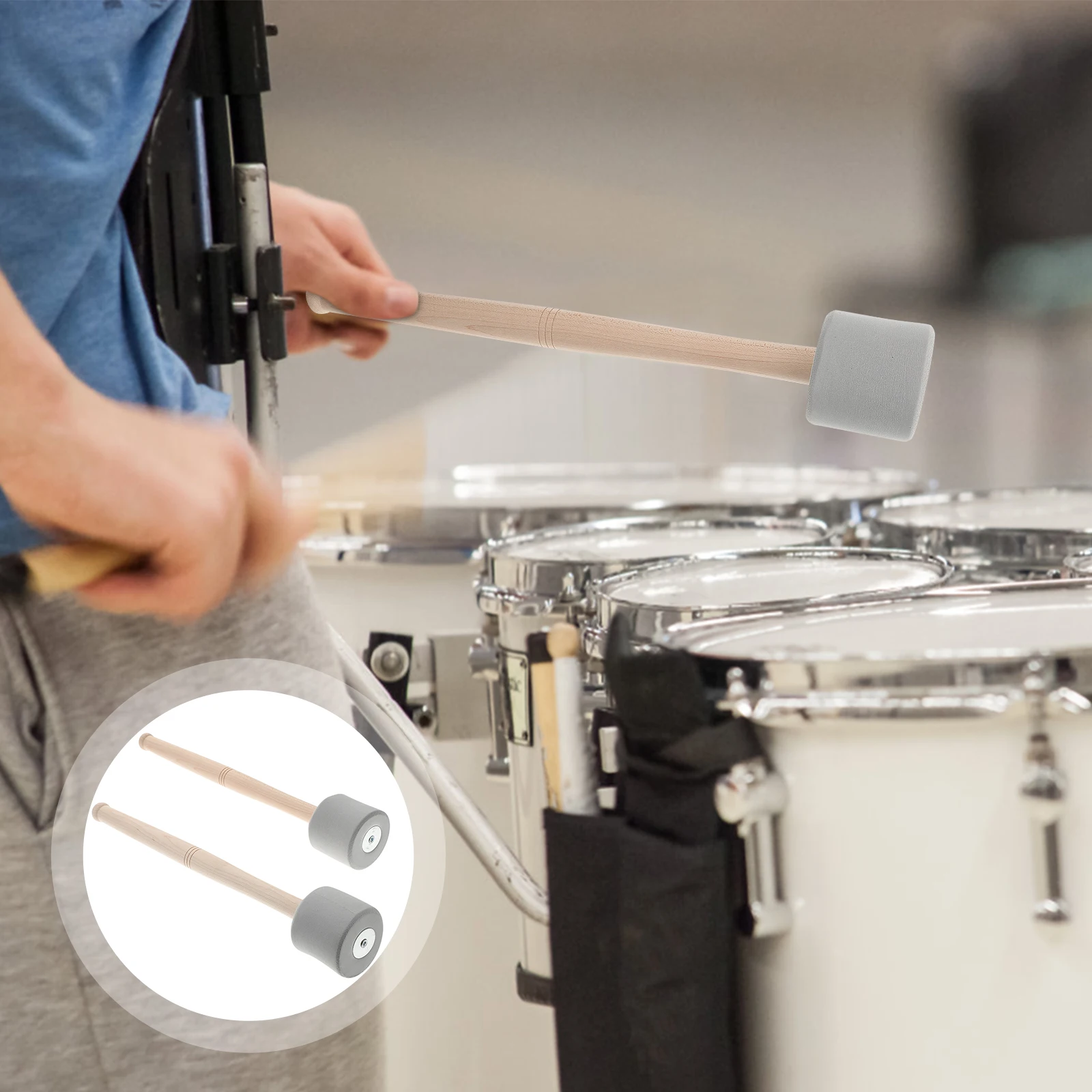 

2pcs Drumsticks Stainless Steel Bass Drum Mallets Non-Skid For Percussion Instruments Stage Performance Music Accessories