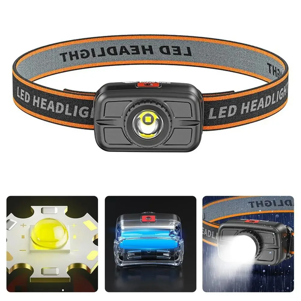 USB Rechargeable LED Sensor Headlight With 4 Modes Work Light Ultra Lightweight Headlamp For Outdoor Fishing Camping Lantern