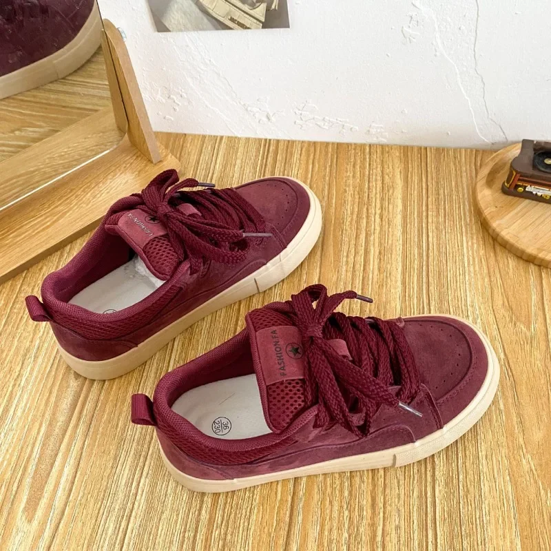 Shoes for Women 2024 Hot Sale Front Lace-up Women's Vulcanize Shoes Fashion Sewing Solid New Round Toe Comfortable Casual Shoes