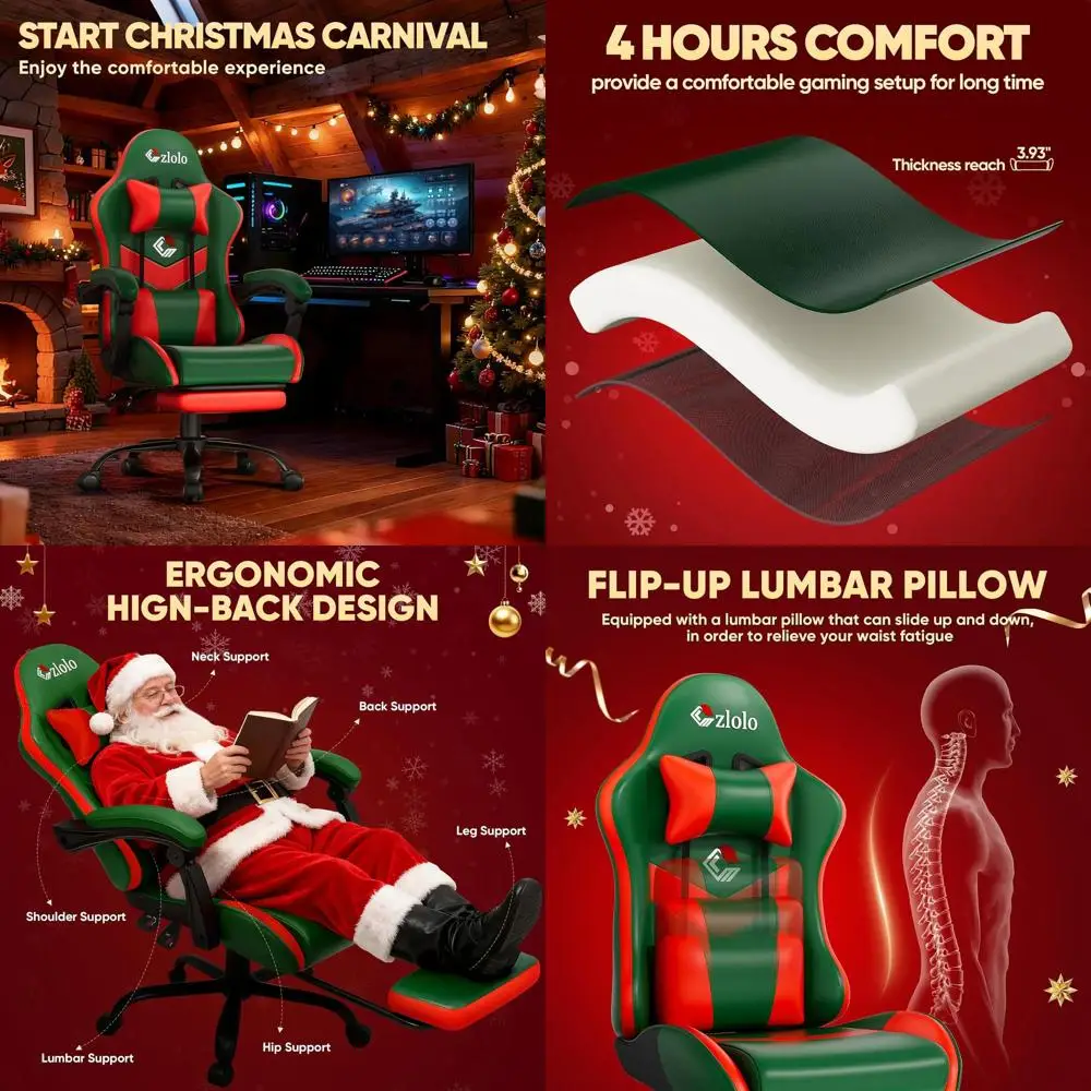 

Эргономичное игровое кресло с высокой спинкой, массажем поясницы, функцией откидывания и широким сиденьем — идеально для геймеров и в качестве подарка, зеленое