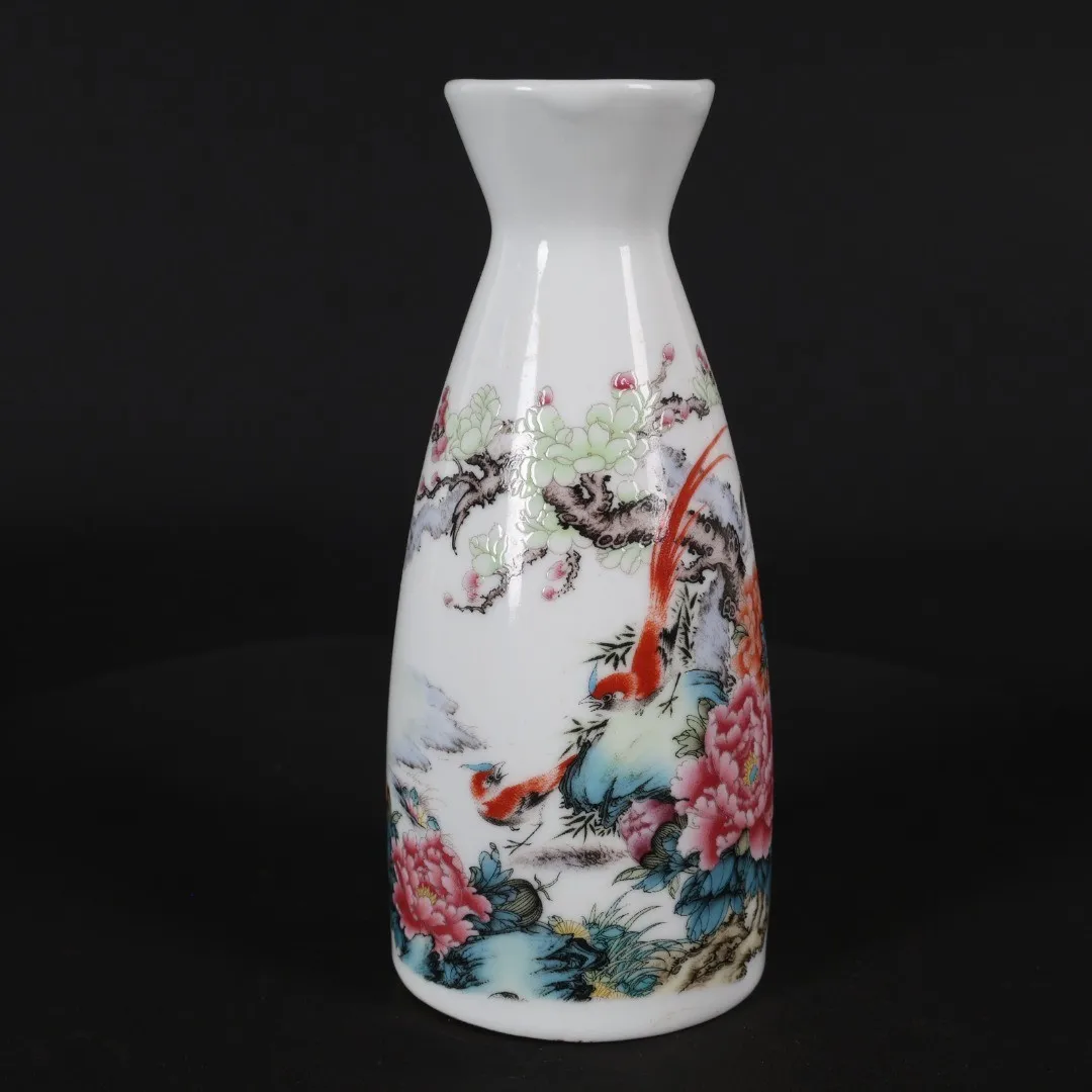 Ceramic Wine Pot Chinese Jingdezhen Porcelain Handpainted Peony Flower Bird Flagon Bottles Japanese Sake Pot Wine Utensils