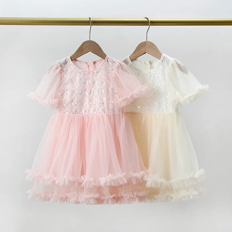 Baby Mädchen Prinzessin Tutu Kleid Kleinkind Kleinkind Schmetterling Puff Ärmel Kind Tüll Vestido Festzug Party Geburtstag Baby Kleidung l099