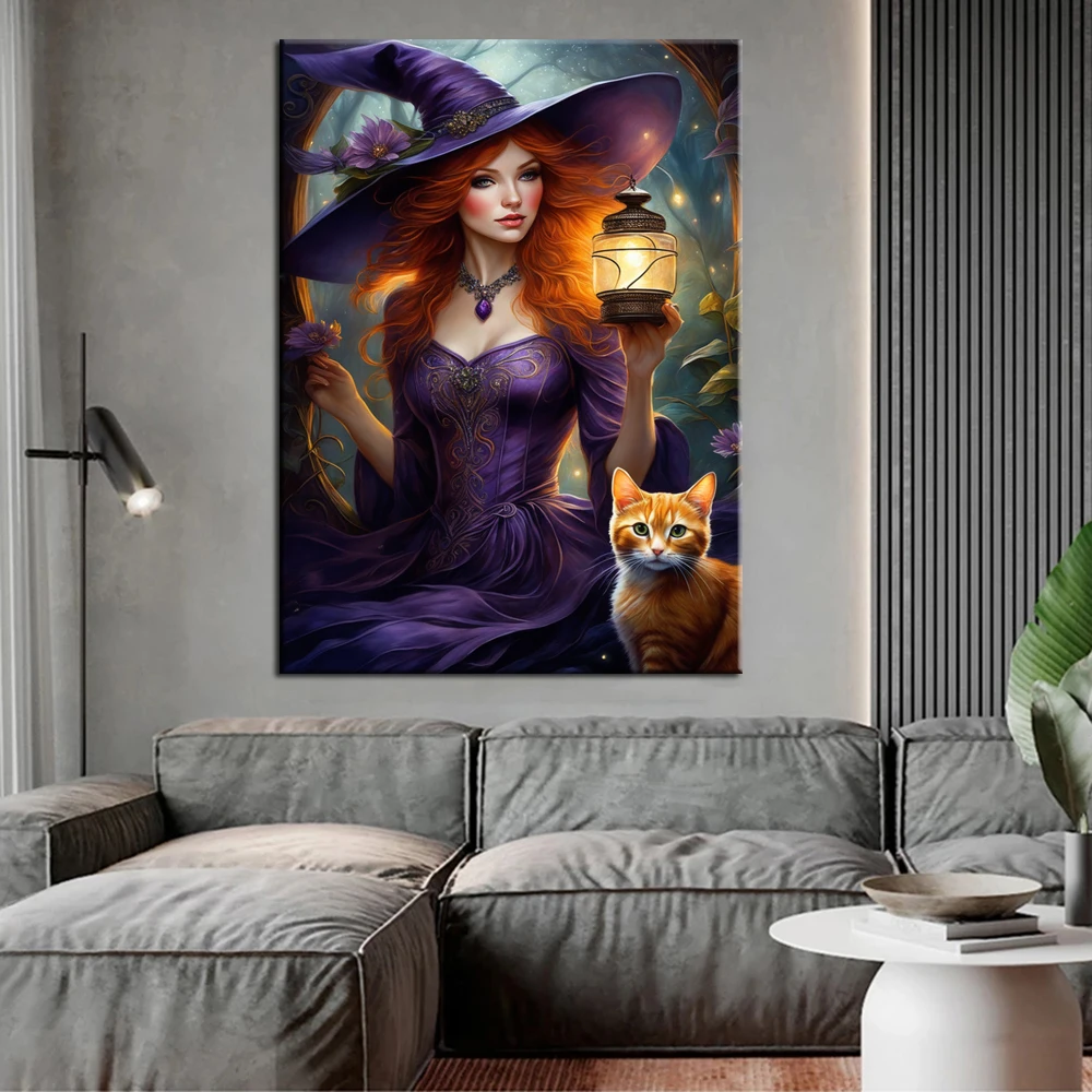 DIY Diamond Painting New Collection Animal Embroidery Witch and Cat Full Diamond Mosaic Creative Hobbies Wall Decor for Home