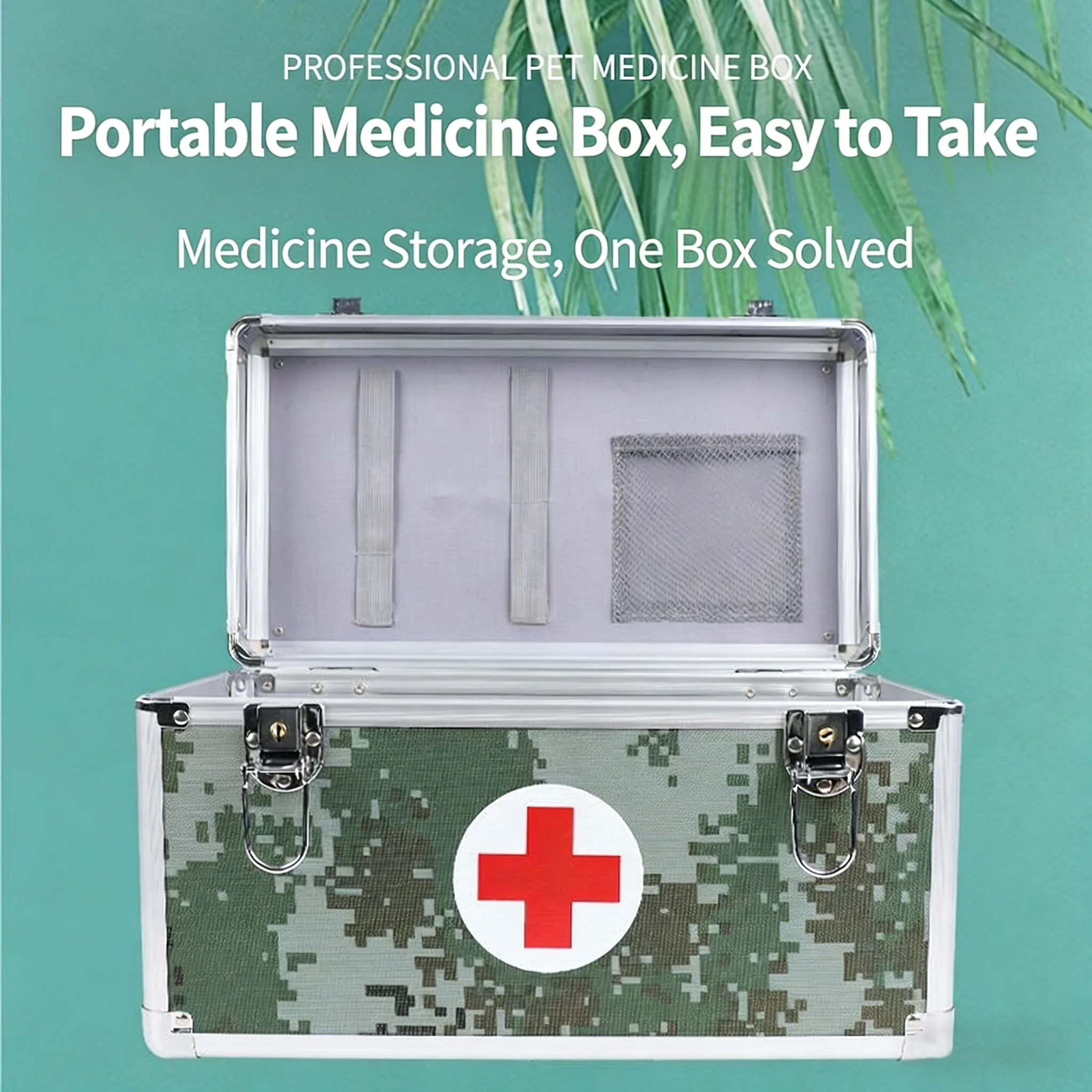 Camo Medicine Storage Box Portable Large Capacity First Aid Kit Medicine Container Emergency Pharmacy Box with Shoulder Strap