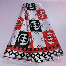 New Desigh African Jacquard Silk Fabric 5yards Women's Dress Sewing Fabric Silk With Gold Line Jacquard Material P1129-1